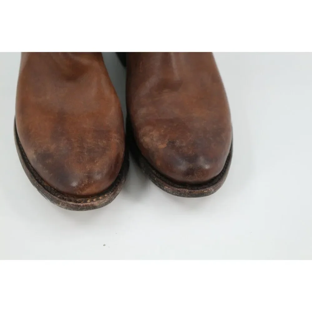 Frye Wyatt Overlay Cowboy Boots Womens 8B Brown Distressed Leather Western Moto